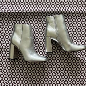 Metallic Silver Heeled Boots